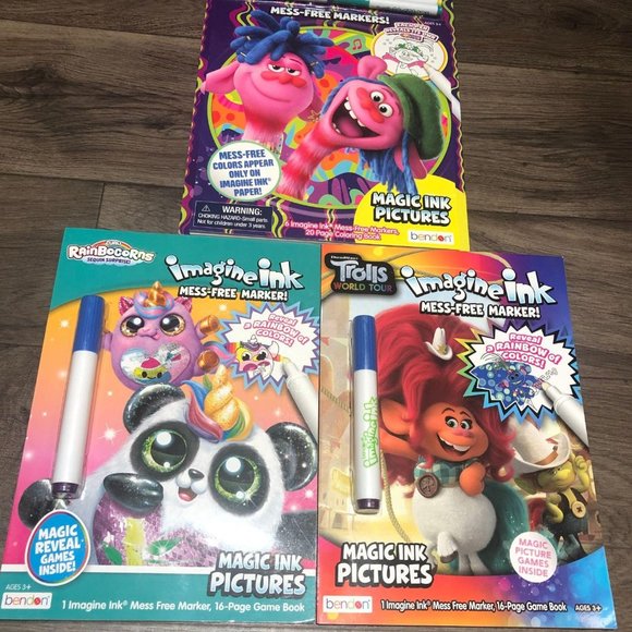 Coloring Books Imagine Ink Mess Free Markers Troll - Picture 1 of 4
